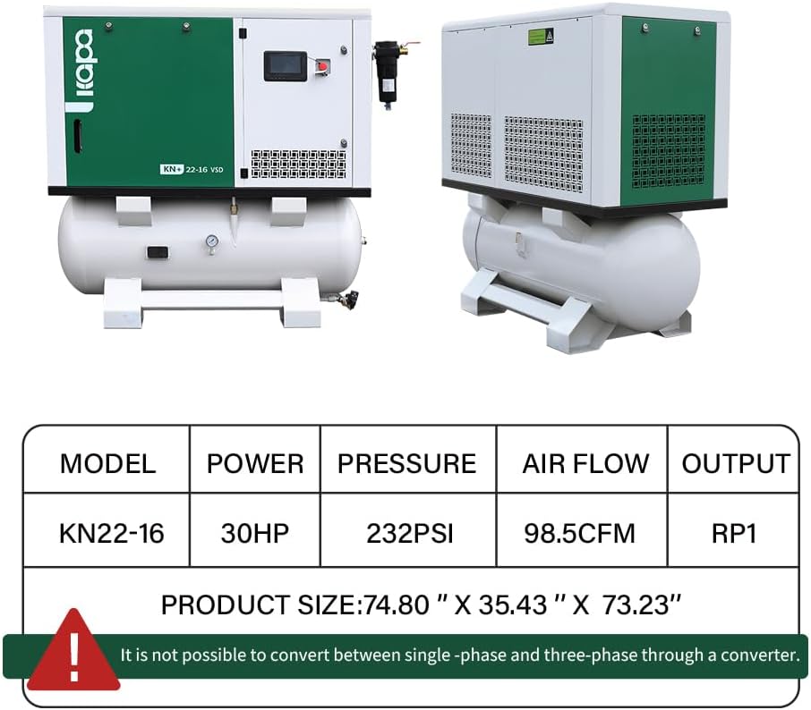 KAPA rotary screw air compressor review,should I buy KAPA rotary screw air compressor,KAPA 30HP air compressor pros cons,best industrial screw air compressor,KAPA air compressor worth buying,KAPA 232 PSI air compressor review unboxing and complete package contents