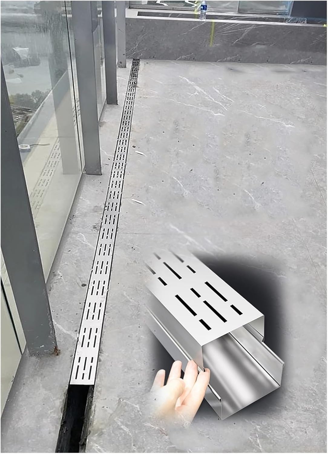 stainless steel drain cover, stainless steel drain cover pros cons, narrow tile channel drain cover, stainless steel drain cover installation, outdoor drain cover for garage, removable drain grate for patio - detailed features and technical specifications